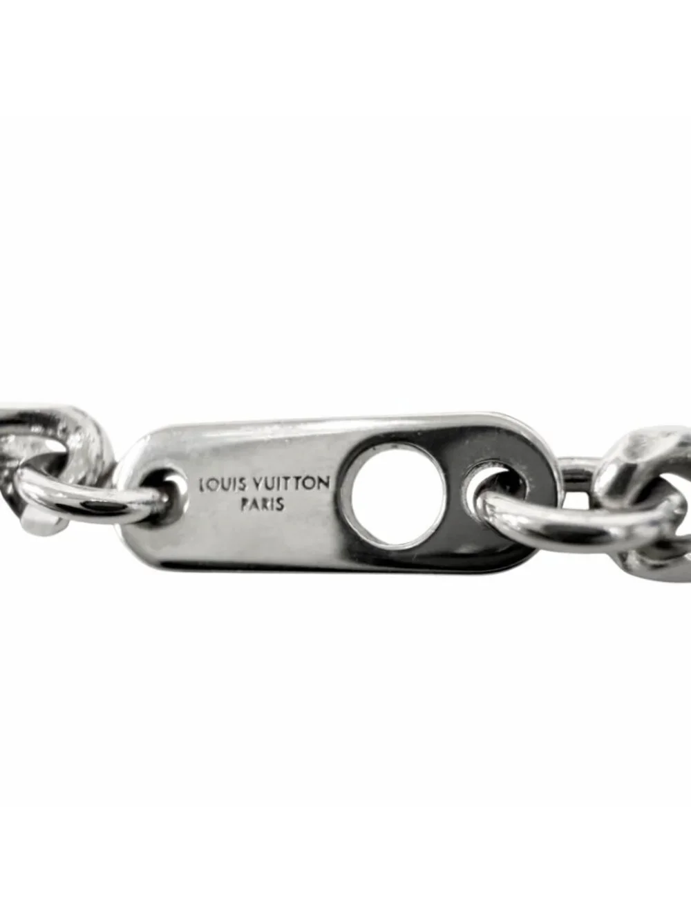 Louis Vuitton Pendant Damier Staple Necklace Silver